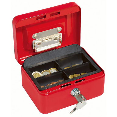 Cash box 15.2x8x11.5 cm 5 compartments red