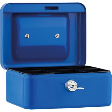 Cash box 15.2x8x11.5 cm 5 compartments blue