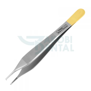 Tissue pliers Micro-Adson TP 5042, surgical, 1 x 2 toothed, length 12mm, TC stainless steel