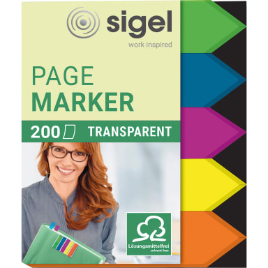 Sigel sticky markers 45x60 mm arrow 5 pieces coloured assorted