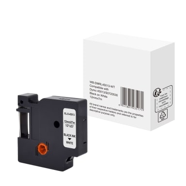 Label tape cassette compatible with Dymo S0720530 12 mm x 7 m black on white