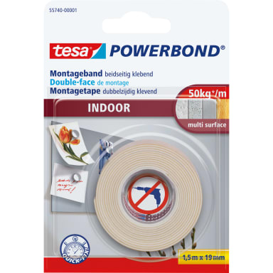 tesa mounting tape Indoor 1.5 m x 19 mm extra strong