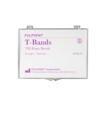 Pulpdent T-banden Recht Smal Messing (100 stuks)