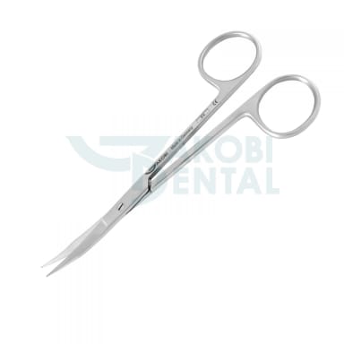 Surgical scissors Goldmann-Fox S 16, curved, serrated, total length 130mm, stainless steel