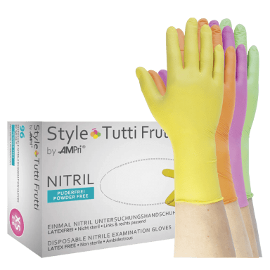 Style Tutti Frutti - Nitrilhandschuhe, Farbmix - L (96 Stück)