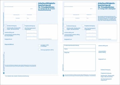 Bescheinigung AU PKV blau Privat 25St