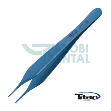 Tissue pliers Adson TP 5041, anatomical, total length 120mm, made of titanium, blue anodized