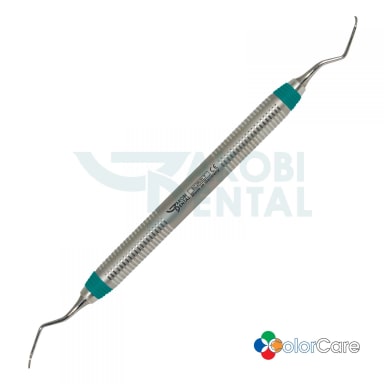 Universal curette Columbia 2R/2L, ColorCare handle # 7, Colour: green, stainless steel