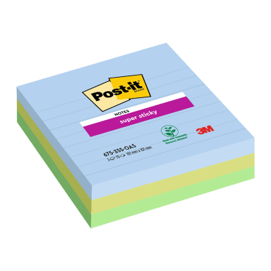 Post-it Haftnotiz Super Sticky liniert 3x90 Blatt sortiert