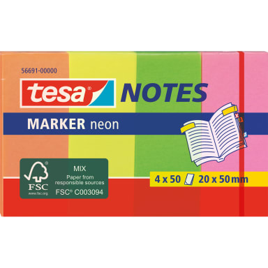 tesa sticky notes 20x50 mm 4x50 sheets assorted