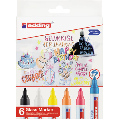 edding glassboard marker 95 1.5-3 mm 6 pieces assorted