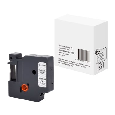 Label tape cassette compatible with Dymo S0720670 9 mm x 7 m black on transparent