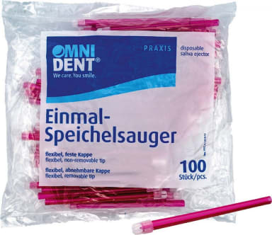 Omnident Einmal-Speichelsauger Feste Kappe Red 100er
