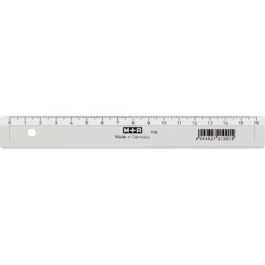 M+R ruler 16 cm plastic crystal clear