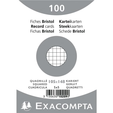 Exacompta index card A6 squared 100 pieces white