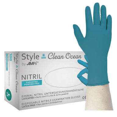 Style Clean Ocean - Nitrilhandschuhe petrol, puderfrei - XL (100 Stück)