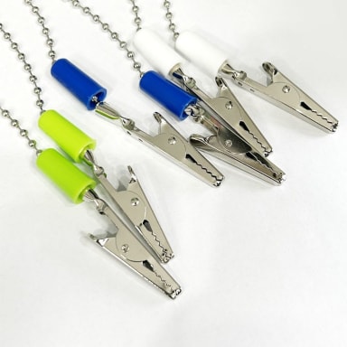 Napkin Holder Bead Chain with Crocodile Clips, Chrome-Plated, Assorted Colors (5 pcs)