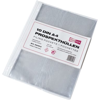 Veloflex punched pocket A4 punched 10 pieces crystal clear