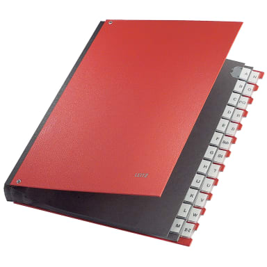 Leitz desk sorter A4 A-Z 24 compartments grey board red