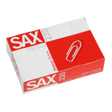 Sax paper clip 26 mm galvanised 100 pieces