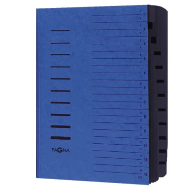 Pagna sorting folder A4 12 compartments A-Z/1-12 blue