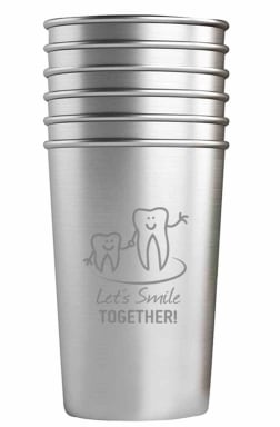 Mundspülbecher Edelstahl Smile 6St