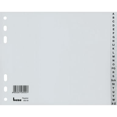 Bene index divider set A-Z A4 half height PP 20-part