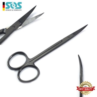 Iris Scissors, Black Coated, Length = 11.5 cm, Curved