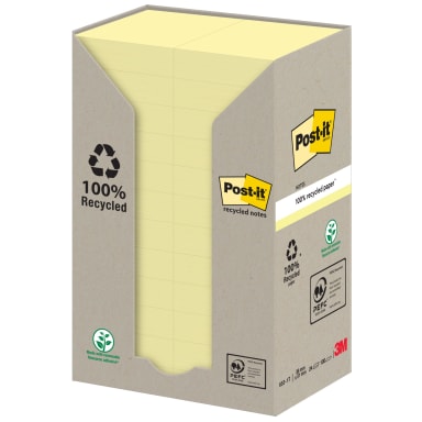 Post-it sticky notes recycled Notes 38x51 mm 24x100 sheets yellow