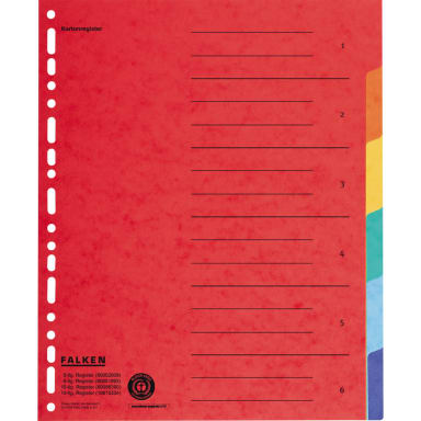 Falken index divider set A4 6-part Manila cardboard coloured