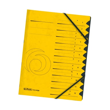 Herlitz sorting folder A4 12 compartments cardboard yellow