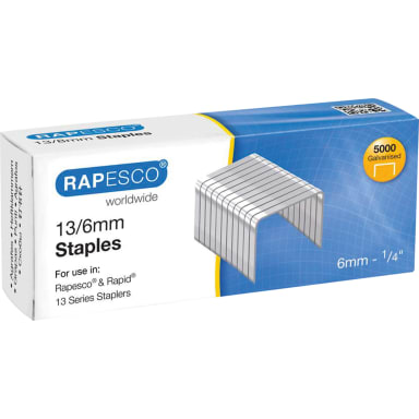 Rapesco staples 13/6 galvanised 5,000 pieces