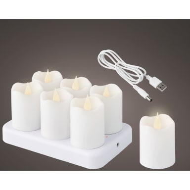 Lumineo candle LED plastic indoor 6 pieces white