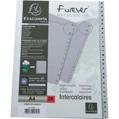 Exacompta index divider set A4 PP A-Z grey