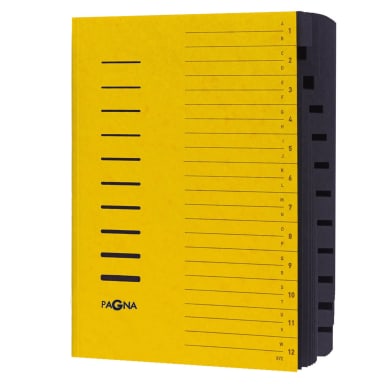 Pagna sorting folder A4 12 compartments A-Z/1-12 yellow