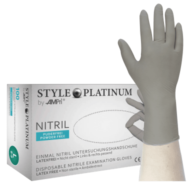 Style Platinum - Nitrilhandschuhe grau, puderfrei - XS (100 Stück)