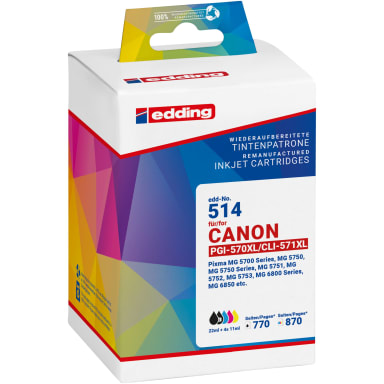 edding ink cartridge compatible with PGI-570XL/CLI-571X black/cyan/magenta/yellow 5 pieces