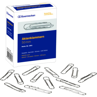 Soennecken file clip 50 mm wavy galvanised 100 pieces