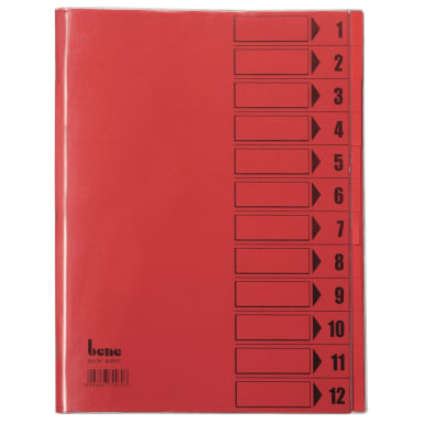 Bene sorting folder A4 12 compartments intense red