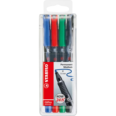Stabilo OHP marker OHPen M 1 mm permanent assorted 4 pieces