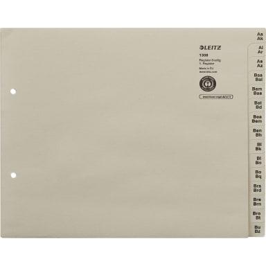 Leitz index divider series A4 A-Z for 8 ring binders half height grey