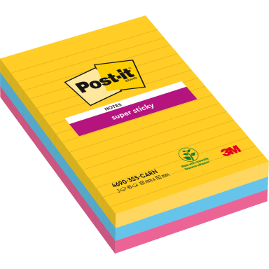 Post-it sticky notes Super Sticky Notes 101x152 mm ruled