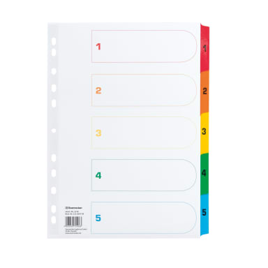 Soennecken index divider set A4 1-5 full height cardboard coloured
