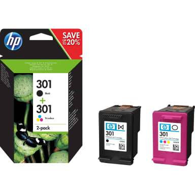 HP ink cartridge 301 black/cyan/magenta/yellow 2 pieces