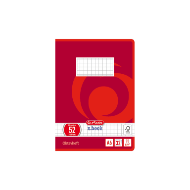 herlitz octavo notebook A6 squared motif Wirbel 32 sheets red