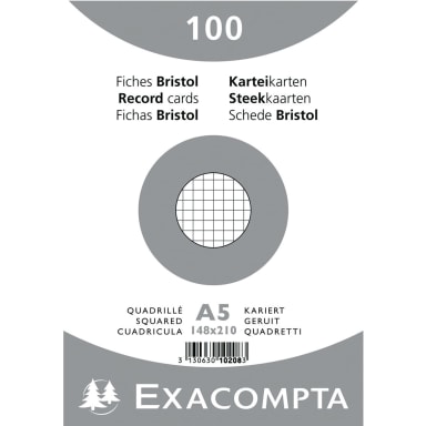 Exacompta index card A5 squared 100 pieces white