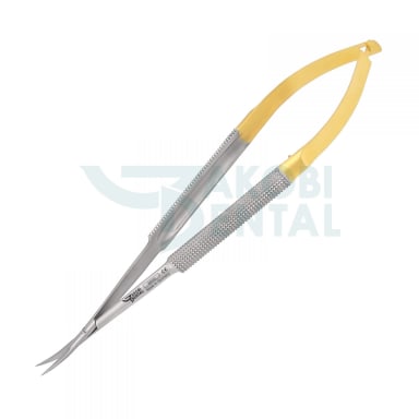 Micro surg. scissors Castroviejo S 5151, curved, total length 150mm, TC, round handles, stainless steel