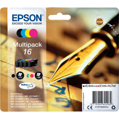 Epson ink cartridge 16 black/cyan/magenta/yellow 4 pieces