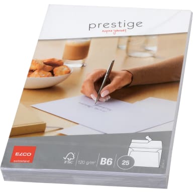 Elco Prestige envelope B6 without window peel & seal 25 pieces bright white