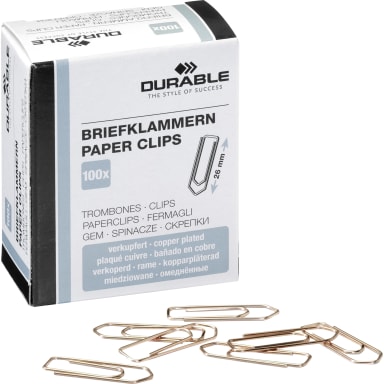 Durable letter clip 26 mm copper-plated 100 pieces